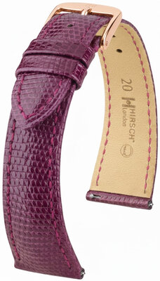 кожена каишка Hirsch London L 04266087-7, лилав, гущерска кожа, дължина L, Quick Release