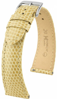 кожена каишка Hirsch London L 04266090-2, бежов, гущерска кожа, дължина L, Quick Release