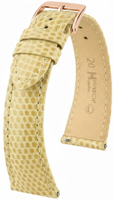 кожена каишка Hirsch London L 04266090-7, бежов, гущерска кожа, дължина L, Quick Release