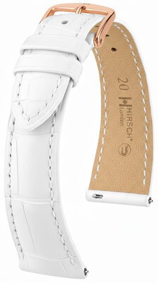 кожена каишка Hirsch London L 04307009-7, бяла, алигаторска кожа, дължина L, Quick Release