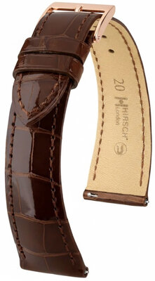 Кожена каишка Hirsch London L 04307010-7, кафяв, алигаторска кожа, дължина L, Quick Release