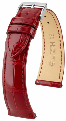 Кожена каишка Hirsch London L 04307020-2, червена, алигаторова кожа, дължина L, Quick Release