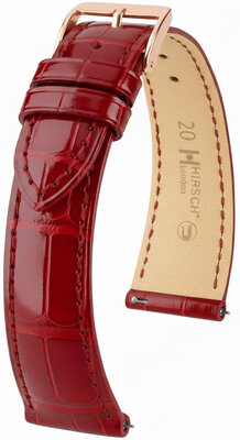 Кожена каишка Hirsch London L 04307020-7, червена, алигаторова кожа, дължина L, Quick Release