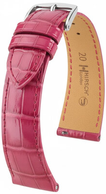 Кожена каишка Hirsch London L 04307024-2, розов, алигаторска кожа, дължина L, Quick Release