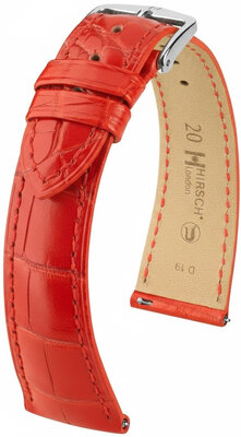 Кожена каишка Hirsch London L 04307029-2, червен, алигаторска кожа, дължина L, Quick Release