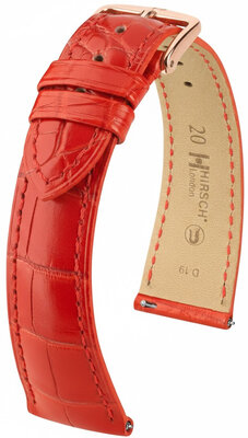Кожена каишка Hirsch London L 04307029-7, червен, алигаторска кожа, дължина L, Quick Release