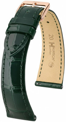 Кожена каишка Hirsch London L 04307041-7, зелена, алигаторска кожа, дължина L, Quick Release