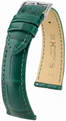 кожена каишка Hirsch London L 04307049-2, зелен, алигаторска кожа, дължина L, Quick Release