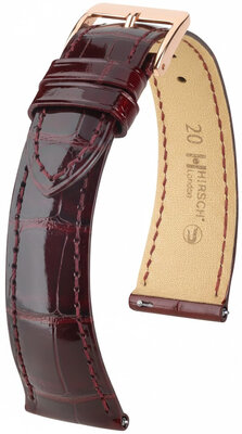 кожена каишка Hirsch London L 04307060-7, червен, алигаторска кожа, дължина L, Quick Release