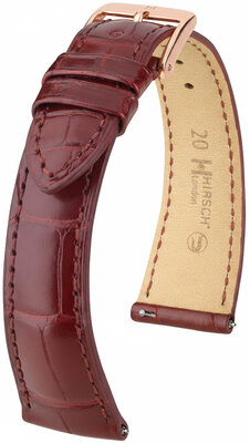 Кожена каишка Hirsch London L 04307069-7, червена, алигаторска кожа, дължина L, Quick Release