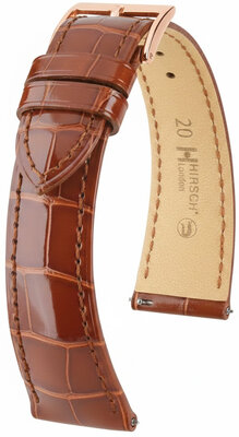 Кожена каишка Hirsch London L 04307070-7, кафява, алигаторска кожа, дължина L, Quick Release