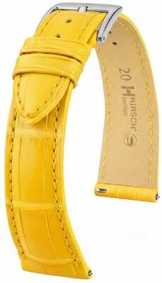 кожена каишка Hirsch London L 04307072-2, жълта, алигаторска кожа, дължина L, Quick Release