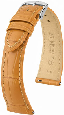 Кожена каишка Hirsch London L 04307075-2, кафяв, алигаторска кожа, дължина L, Quick Release