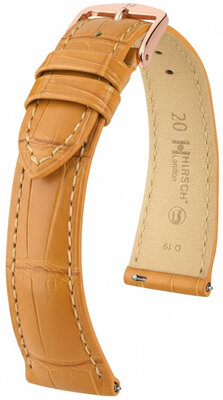 Кожена каишка Hirsch London L 04307075-7, кафява, алигаторска кожа, дължина L, Quick Release