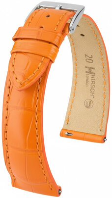 Кожена каишка Hirsch London L 04307076-2, оранжева, алигаторска кожа, дължина L, Quick Release