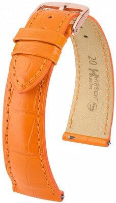 Кожена каишка Hirsch London L 04307076-7, оранжева, алигаторска кожа, дължина L, Quick Release