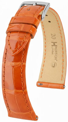 кожена каишка Hirsch London L 04307077-2, оранжева, алигаторска кожа, дължина L, Quick Release