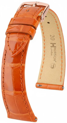 кожена каишка Hirsch London L 04307077-7, оранжева, алигаторска кожа, дължина L, Quick Release