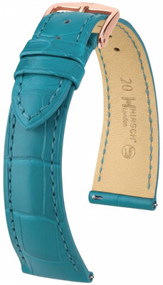 Кожена каишка Hirsch London L 04307083-7, син, алигаторска кожа, дължина L, Quick Release