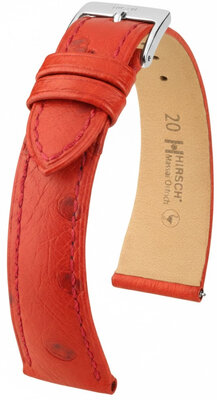 Кожена каишка Hirsch Massai Ostrich 04262120-2, червено, щраусова кожа, Quick Release