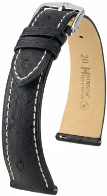 Кожена каишка Hirsch Massai Ostrich 04262151-2, черен, щраусова кожа, Quick Release