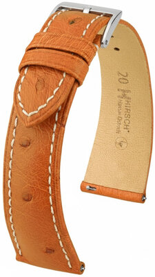 Кожена каишка Hirsch Massai Ostrich 04262171-2, кафяв, щраусова кожа, Quick Release