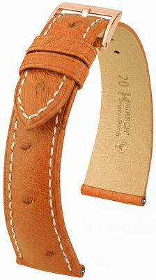 Кожена каишка Hirsch Massai Ostrich 04262171-7, кафяв, щраусова кожа, Quick Release