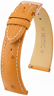Кожена каишка Hirsch Massai Ostrich 04262174-7, кафяв, щраусова кожа, Quick Release