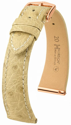 Кожена каишка Hirsch Massai Ostrich 04262190-7, бежов, щраусова кожа, Quick Release