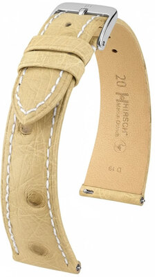 Кожена каишка Hirsch Massai Ostrich 04262191-2, бежов, щраусова кожа, Quick Release
