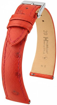 кожена каишка Hirsch Massai Ostrich L 04262020-2, червена, щраусова кожа, дължина L, Quick Release