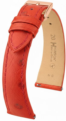 Кожена каишка Hirsch Massai Ostrich L 04262020-7, червена, щраусова кожа, дължина L, Quick Release