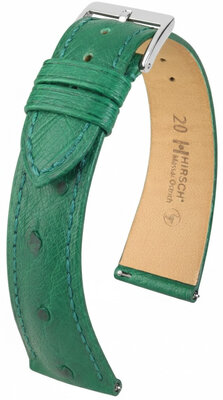кожена каишка Hirsch Massai Ostrich L 04262040-2, зелена, щраусова кожа, дължина L, Quick Release
