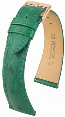 кожена каишка Hirsch Massai Ostrich L 04262040-7, зелена, щраусова кожа, дължина L, Quick Release