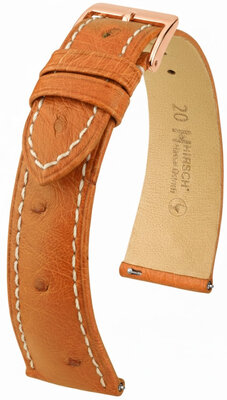 Кожена каишка Hirsch Massai Ostrich L 04262071-7, кафява, щраусова кожа, дължина L, Quick Release