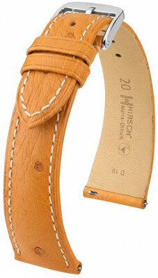 Кожена каишка Hirsch Massai Ostrich L 04262074-2, кафява, щраусова кожа, дължина L, Quick Release