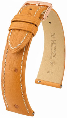 Кожена каишка Hirsch Massai Ostrich L 04262074-7, кафява, щраусова кожа, дължина L, Quick Release