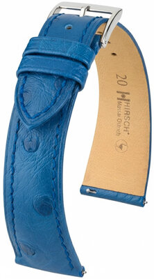 Кожена каишка Hirsch Massai Ostrich L 04262085-2, синя, щраусова кожа, дължина L, Quick Release
