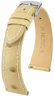Кожена каишка Hirsch Massai Ostrich L 04262091-2, бежов, страусова кожа, дължина L, Quick Release