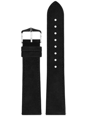 кожена каишка Hirsch Osiris Nubuk 03433150-2, черна, телешка кожа, дължина M, Quick Release
