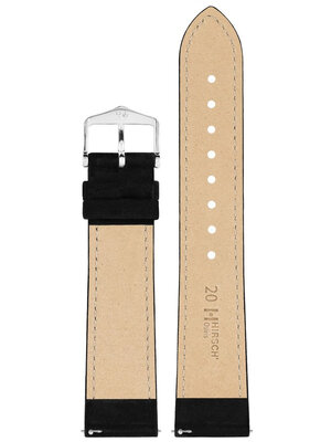 кожена каишка Hirsch Osiris Nubuk 03433150-2, черна, телешка кожа, дължина M, Quick Release