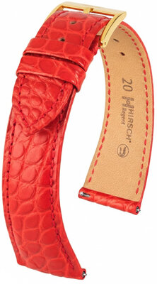 Кожена каишка Hirsch Regent L 04107029-1, червена, алигаторова кожа, дължина L, Quick Release