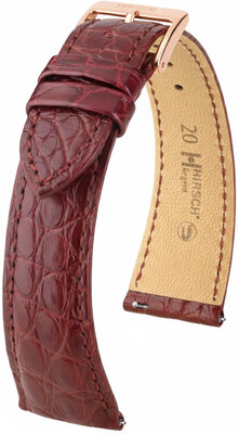 Кожена каишка Hirsch Regent L 04107069-7, червена, алигаторова кожа, дължина L, Quick Release