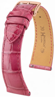 кожена каишка Hirsch London L 04207024-7, розов, алигаторска кожа, дължина L, Quick Release