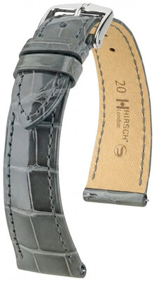 кожена каишка Hirsch London L 04207030-2, сив, алигаторска кожа, дължина L, Quick Release