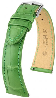 Кожена каишка Hirsch London L 04207042-2, зелен, алигаторска кожа, дължина L, Quick Release