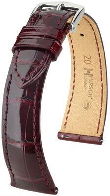 Кожена каишка Hirsch London L 04207060-2, червена, алигаторска кожа, дължина L, Quick Release