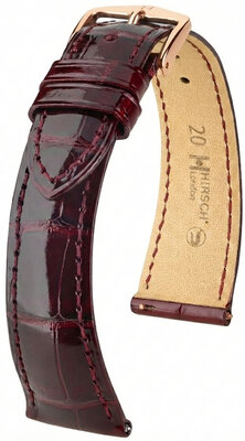 Кожена каишка Hirsch London L 04207060-7, червена, алигаторска кожа, дължина L, Quick Release