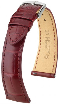 Кожена каишка Hirsch London L 04207069-2, червена, алигаторова кожа, дължина L, Quick Release