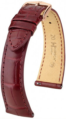кожена каишка Hirsch London L 04207069-7, червена, алигаторска кожа, дължина L, Quick Release